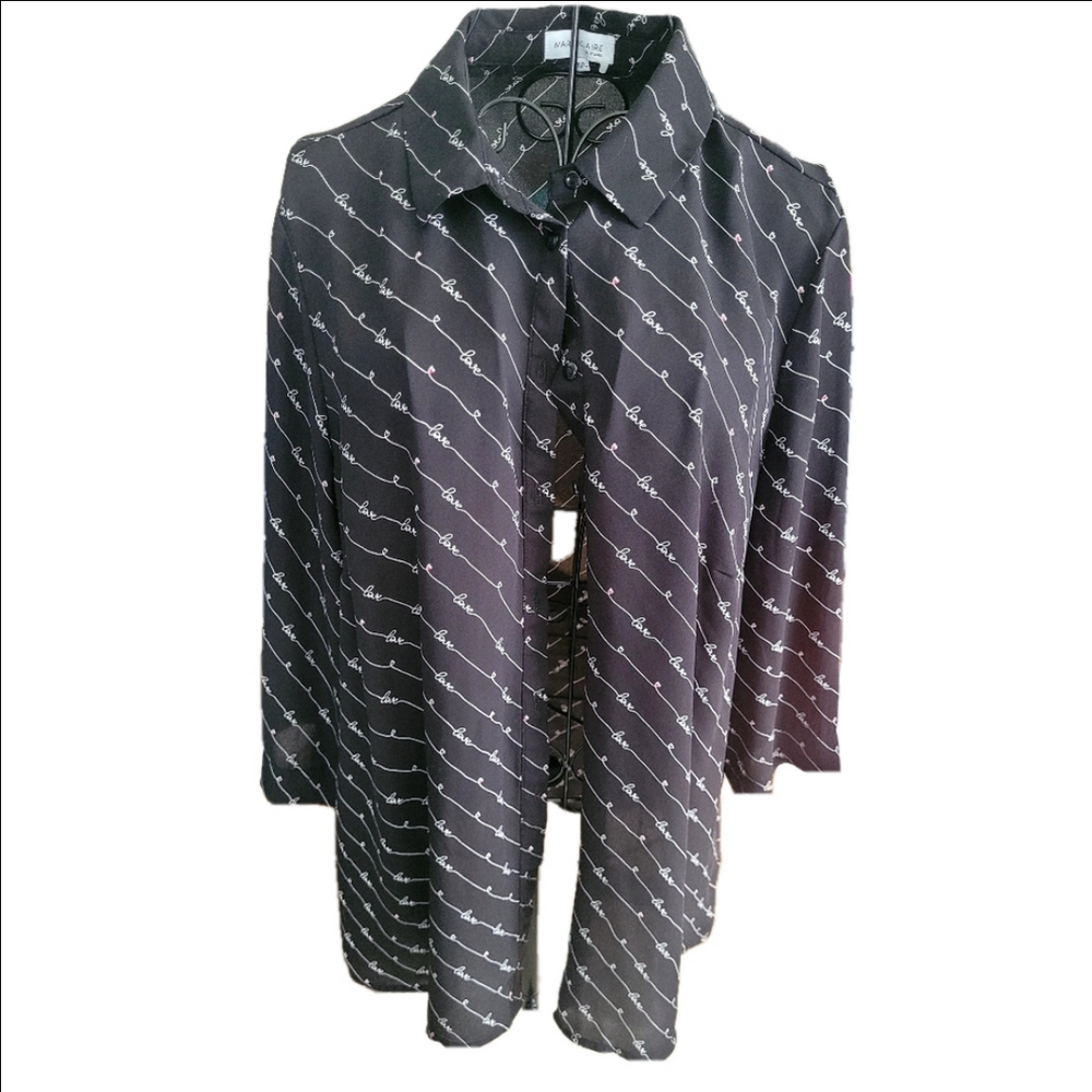 NWOT Marie Claire Blouse "Love Pattern"